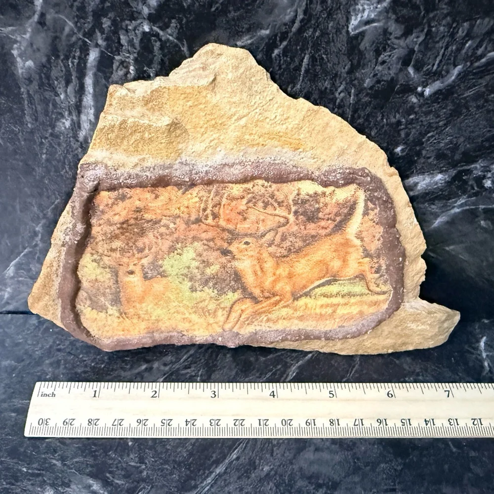 Decorative Rock with White-Tailed Deer Bucks